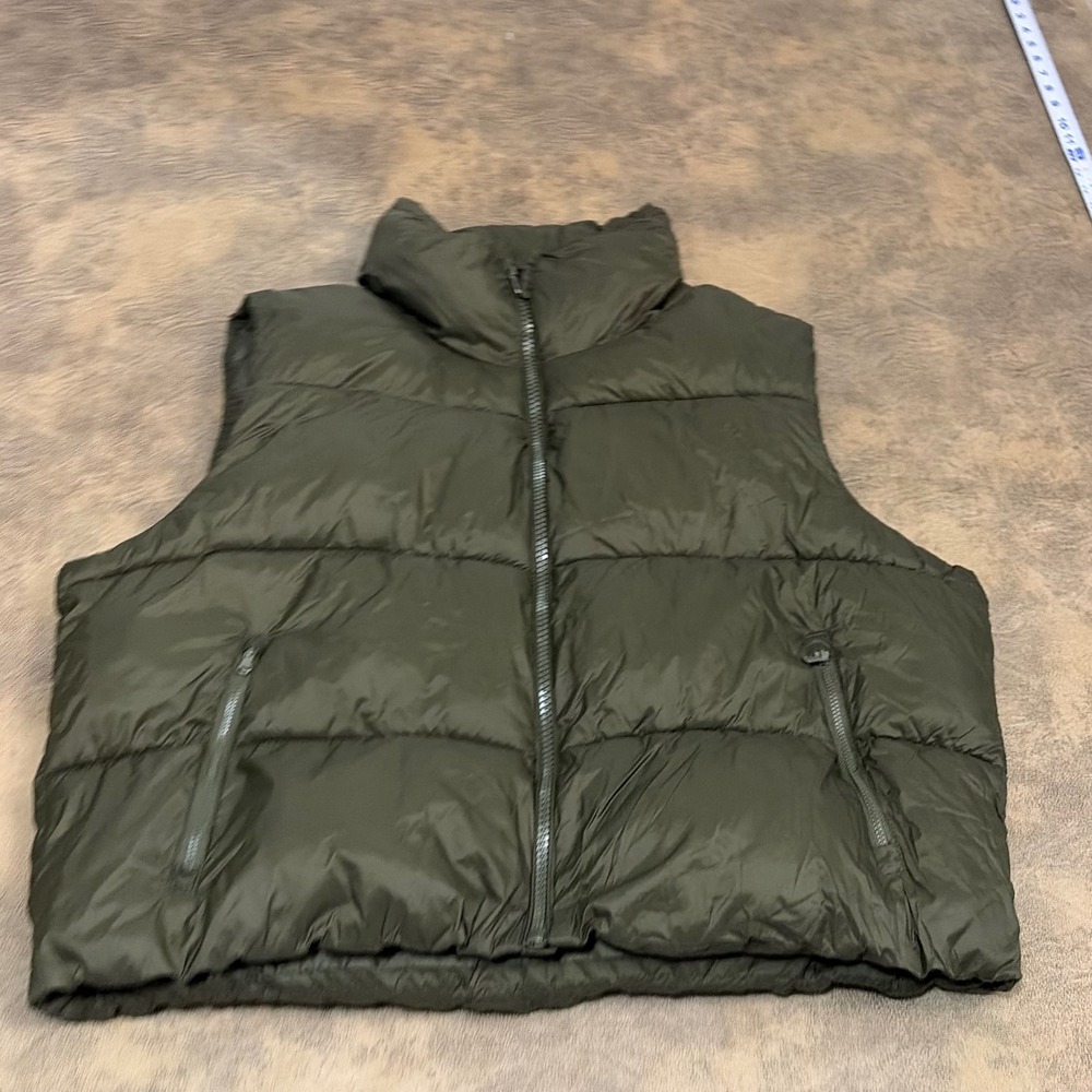 Old Navy Puffer Vest Mens XXL Green Water-Resistant Full Zip Quilted 471604-02